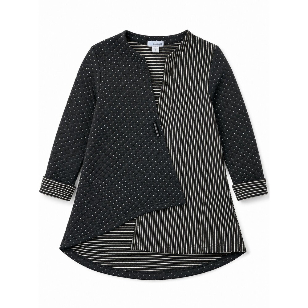 Moonlight Y & S Fashion Jacket Size XL Black white Quilted Asymmetrical Artsy